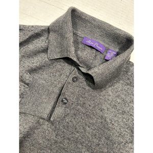 Alan Flusser 50% Merino Wool Mens Gray Medium Long Sleeve‎ Polo Sweater